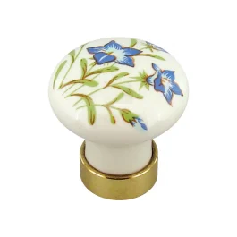 Bouton porcelaine – Décor : Fleur bleue – TCASYSTEM