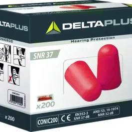 Boîte De 200 Paires Bouchons D’oreilles Conic200 Rouge – Delta Plus – Conic200ja