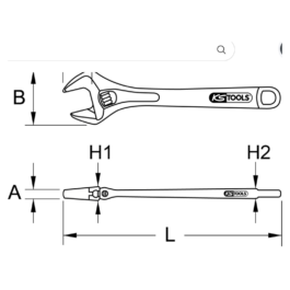 Clé à molette à ouverture large manche bi-matière – 36 mm, 8′ – L.205 mm – 577.0202 – KS Tools