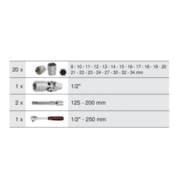 Coffret de douilles et accessoires 1/2″ – Gamme ULTIMATE – 24 pièces – KS Tools – 922.0623