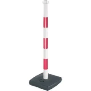 Poteau PVC 0,90m Rouge/Blanc sur socle à lester 4kg – NOVAP – 2001083