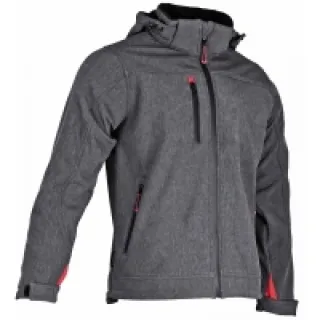 Blouson polaire TREILLIS softshell 3 couches zippé Gris/Rouge – LMA – Taille 2XL