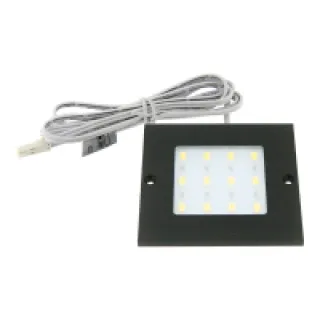 Spot led carré 12v extra-plat – Décor : Noir mat – Dimension : 80 x 80 mm – Epaisseur : 4 mm – Flux lumineux : 480 lm –