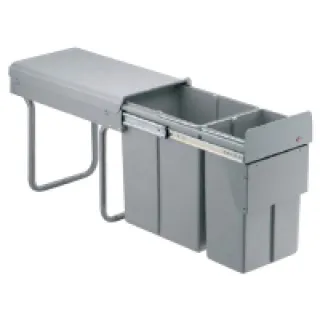 Poubelle coulissante – 2 bacs – 30 l – hauteur 385 mm – Amortisseur : Sans – Contenance : 30 L – Décor : Gris – Hauteur