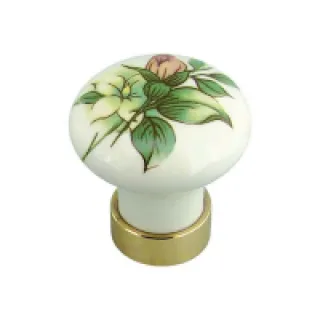 Bouton porcelaine – Décor : Fleur marron – TCASYSTEM