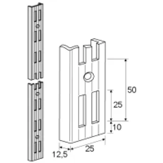 Crémaillère double perforation – Décor : Blanc – Longueur : 1500 mm – RAL : 9003 – ELEMENT SYSTEM