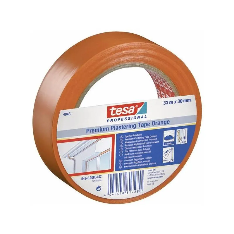 Adhesif special Batiment 4843 33 m x 75 mm orange Tesa