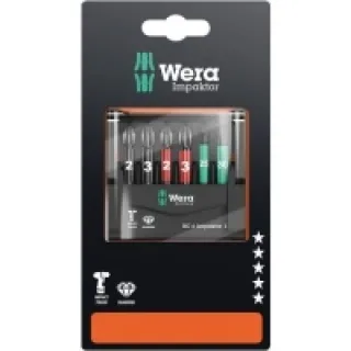 Wera Mini-Check IMP DC 50 mm PH/PZ/TX 05073890001 Jeu dembouts 6 pièces cruciforme Phillips. vis Pozidriv. TORX®