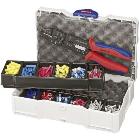 Knipex 97 90 25 Set d’outils de sertissage 301 pièces pour cosses isolées; pour connecteurs mâles non-isolés; pour conn