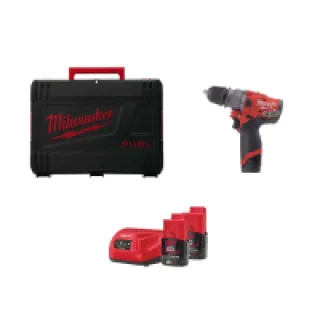 Perceuse à percussion MILWAUKEE FUEL M12 FPDXKIT-202X – 2 batteries 12V 2.0 Ah 1 chargeur 4933464138