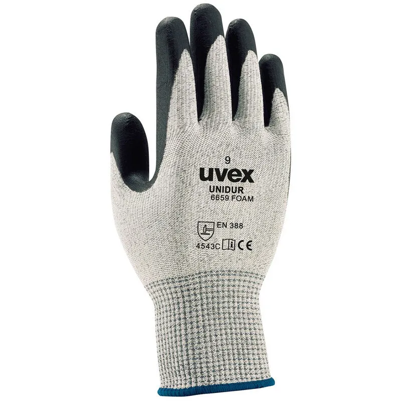 Gants de manutention Uvex Unidur 6659 foam taille 6; XS; Résistant aux coupures; 2 gants; Gris ( Prix pour 1 paire )