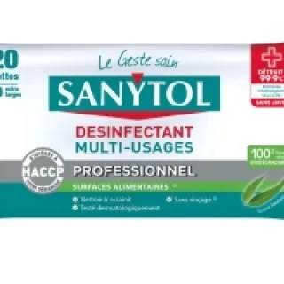 120 lingettes nettoyantes désinfectantes toutes surfaces SANYTOL bactéricide virucide