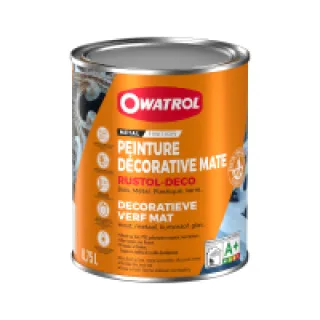 Peinture antirouille décorative Owatrol RUSTOL DECO MAT Noir Profond (RAL 9005) 0.75 litre