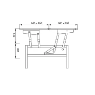 Ferrure pour table basse transformable à 2 plateaux pliants – Pour plateau d’épaisseur : 19 mm – Décor : Noir – Matéria