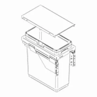 Poubelle coulissante 1 ou 2 seaux – Nombre de seaux : 1 – Contenance : 36 L – Pour caisson de largeur : 300 mm – Hauteu