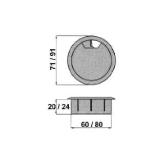 Passe câbles plastique – Décor : Blanc – Diamètre : 60 mm – ITAR