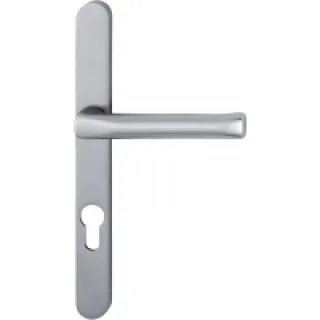 Béquille double sur plaque étroite entraxe 70195 mm ligne Atlanta clé I finition aspect inox porte 5867