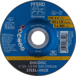 DISQUE A TRONCONNER PSF DUODISC STEELOX E 125-1,9 – PFERD RUGGEBERG FRANCE – 62012630 (vendu par 10)