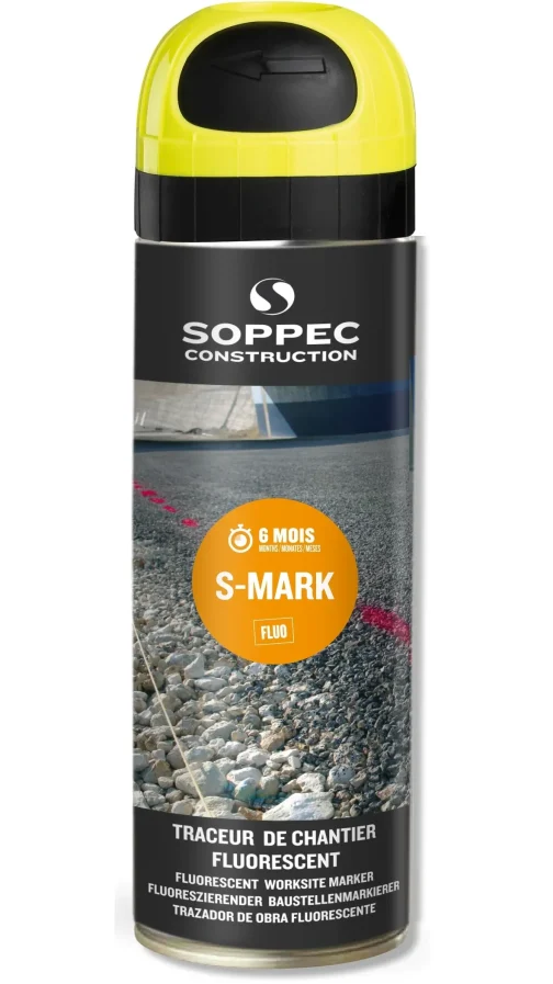 TRACEUR DE CHANTIER S-MARK ROUGE FLUO 650ML - SOPPEC PRODUIT DE TRAITEMENT ET MAINTENANCE (vendu par 12) - SOPPEC - 141913O (vendu par 12)