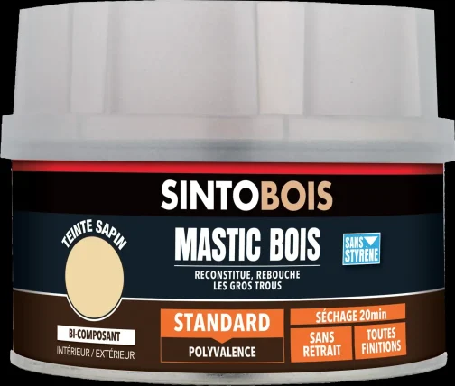 MASTIC A BOIS STANDARD SINTOBOIS SAPIN 500 ML - SINTO FIXATION ASSEMBLAGE - SINTO - 33781 (vendu par 6)