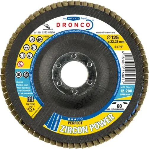 DISQUE LAMELLES ZIRCON POWER 125 BOMBE GR 80 - OSBORN UNIPOL SAS (DRONCO) - 5232-387.100 (vendu par 10)