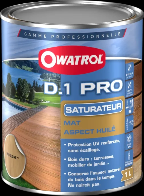 SATURATEUR BOIS DUR D1 PRO INCOLORE 1L - OWATROL PRO PRODUIT DE TRAITEMENT ET MAINTENANCE - OWATROL PRO - 972