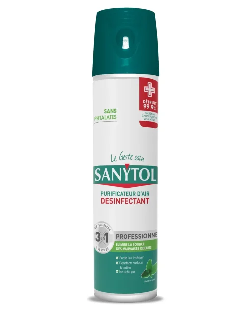 PURIFICATEUR D'AIR MENTHE 600ML - SANYTOL PRO PROTECTION HYGIENE ET SECURITE (vendu par 12) - SANYTOL PRO - 33661717 (vendu par 12)