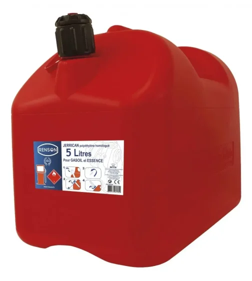 JERRYCAN PLASTIQUE 5L AVEC BEC ANTI-GOUTTE - RENSON - 935105