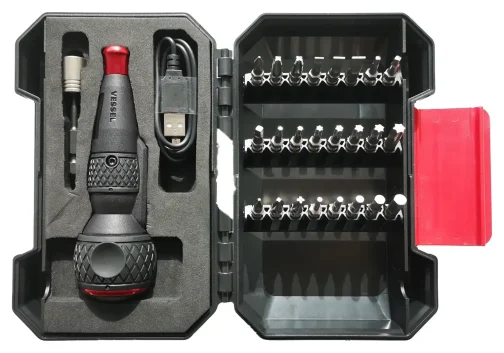 TOURNEVIS ASSISTANCE ELECT. BALL GRIP USB + 24 EMBOUTS CHOCS 30MM + PORTE EMBOUT - VESSEL OUTILLAGE - VESSEL - SET-LUNCH-BOX1