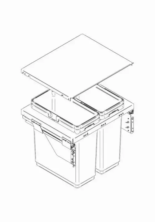 POUBELLE SUSPENDUE MBLE 600 2 SEAUX 36+36L - VIBO QUINCAILLERIE D'AMEUBLEMENT ET D'AGENCEMENT - VIBO - 8018359252652