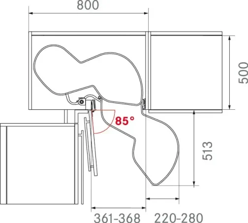 KIT LE MANS II DROIT ANTHRACITE 400MM AVEC AMORT - KESSEBOHMER - -