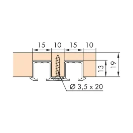 RAIL ROUL DOUBLE CLIPO E NCAS.LG 2500 A VISSER – HAWA QUINCAILLERIE D’AMEUBLEMENT ET D’AGENCEMENT – HAWA – 053.3226.250