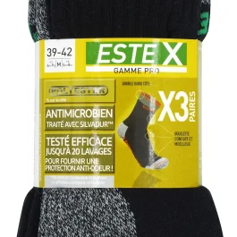 CHAUSSETTE SAFETY WORK T39-42 LOT DE 3 PAIRES – ESTEX – 610698342 (vendu par 3)