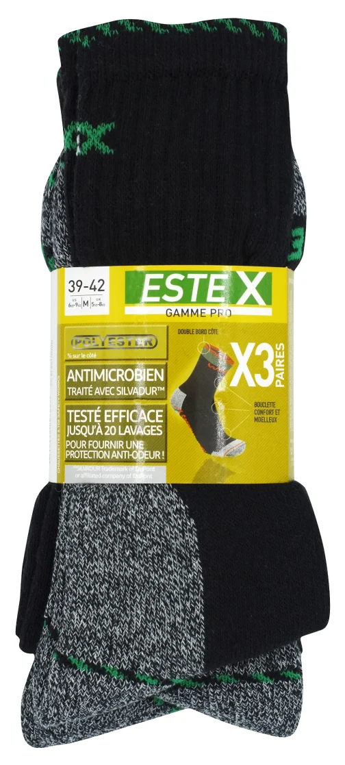 CHAUSSETTE SAFETY WORK T39-42 LOT DE 3 PAIRES - ESTEX - 610698342 (vendu par 3) – Image 2